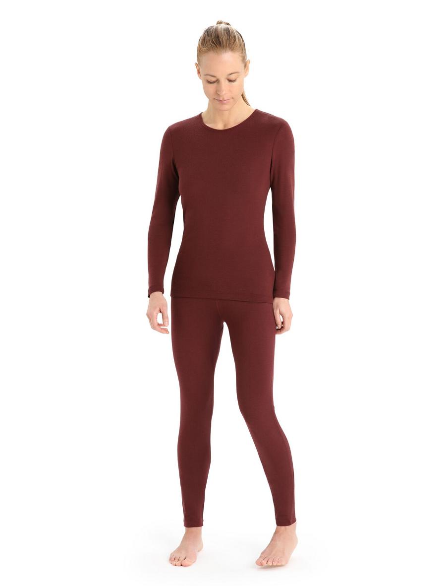 Espresso Icebreaker Merino 175 Everyday Long Sleeve Crewe Thermal Top Women's One Piece & Sets | AU 1779TCEV